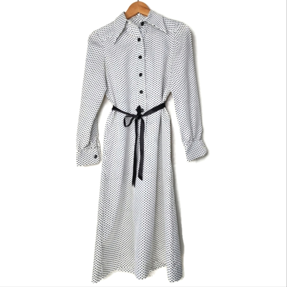 1980s Saks Fifth Avenue Polka Dot Vintage Dress